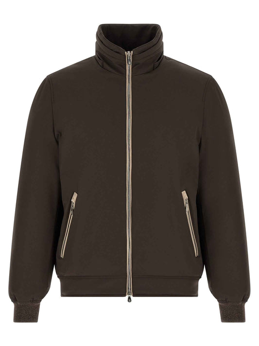 Brown Polyamide Full-Length Jacket