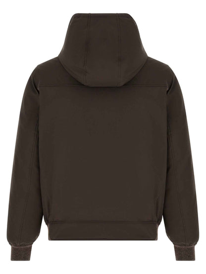 Brown Polyamide Full-Length Jacket