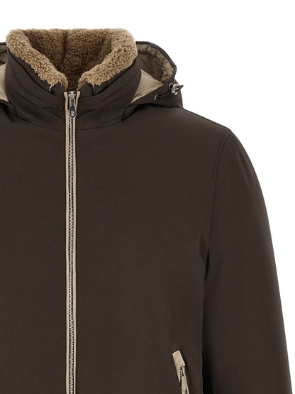 Brown Polyamide Full-Length Jacket