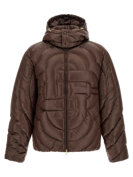 Brown Polyamide Full-Length Jacket