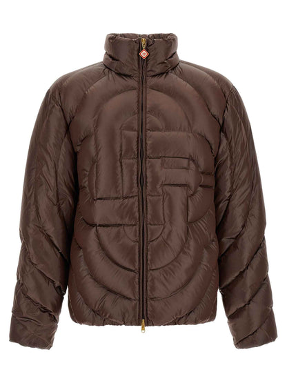 Brown Polyamide Full-Length Jacket