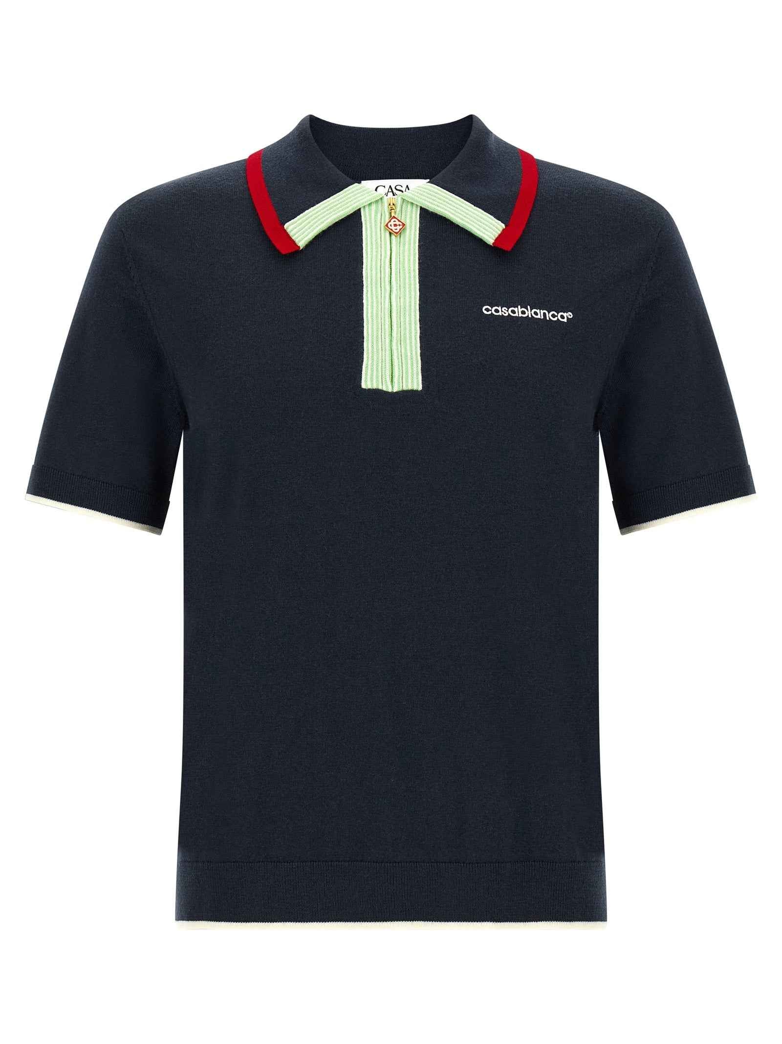 Blue Wool Polo Shirt