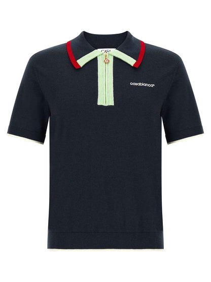 Blue Wool Polo Shirt