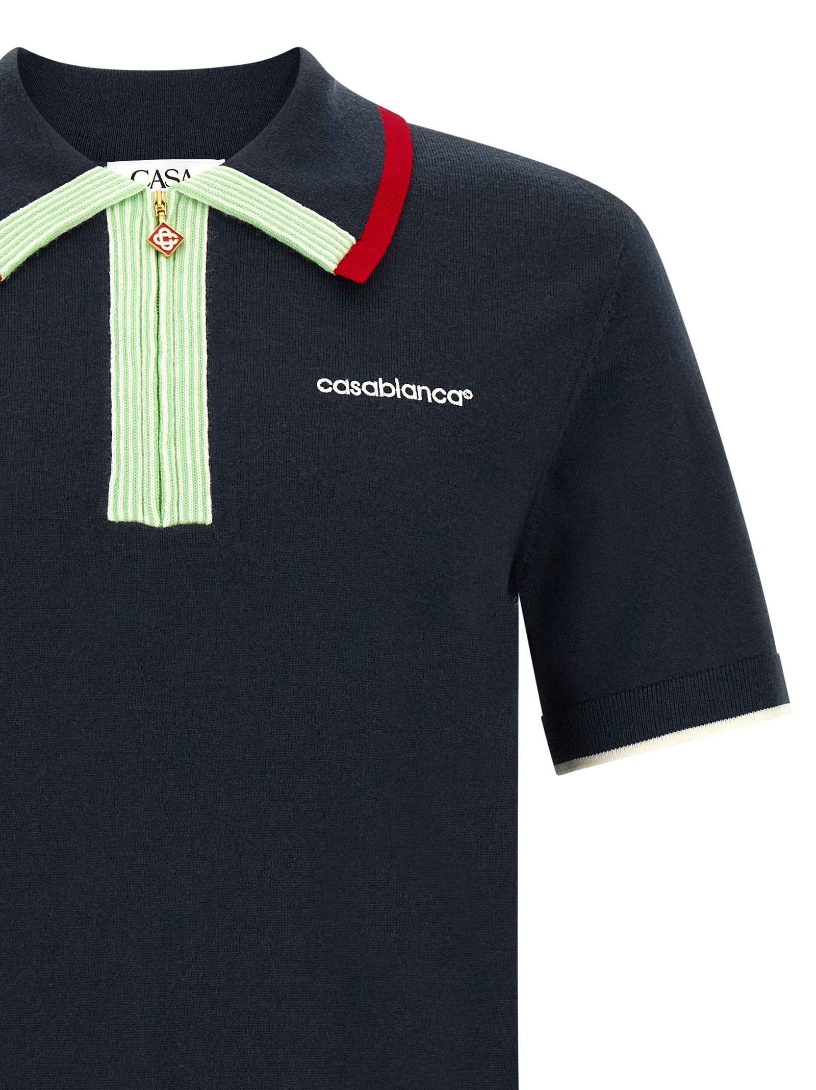 Blue Wool Polo Shirt