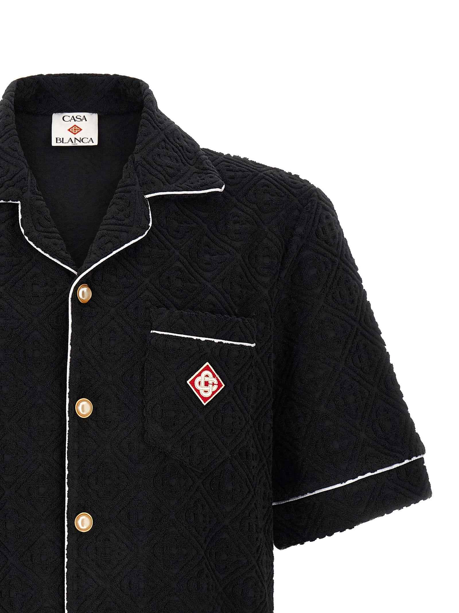 Black Cotton Pattern Shirt