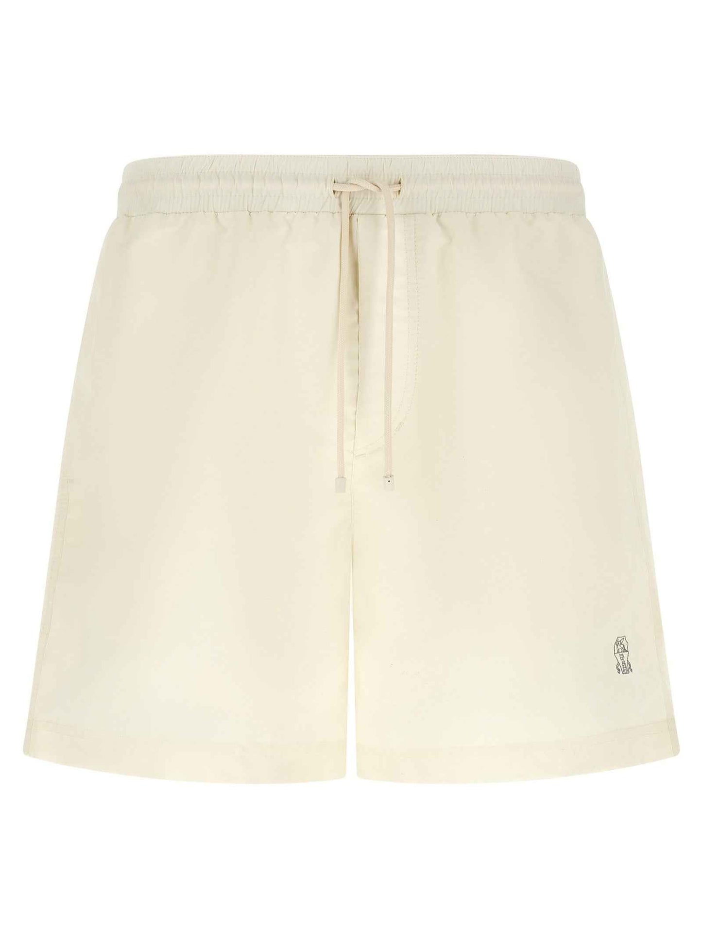 White Polyester Swim Shorts