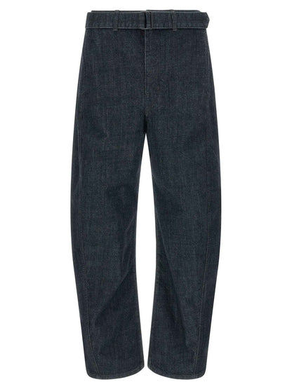 Blue Cotton Tapered Jeans