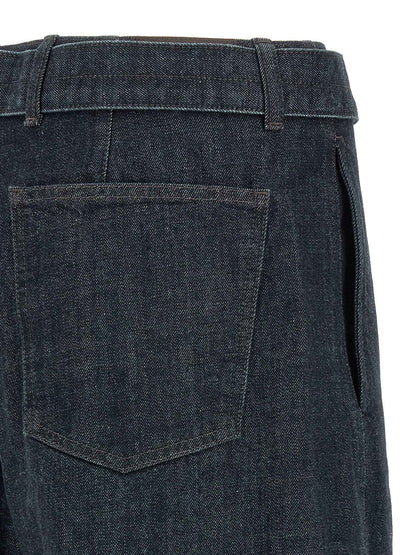 Blue Cotton Tapered Jeans