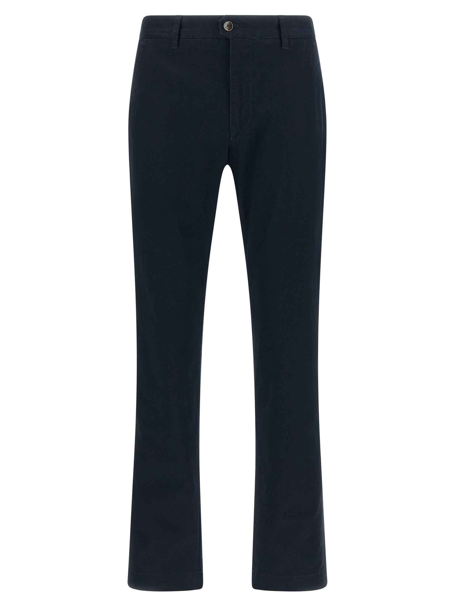 Blue Cotton Casual Pants