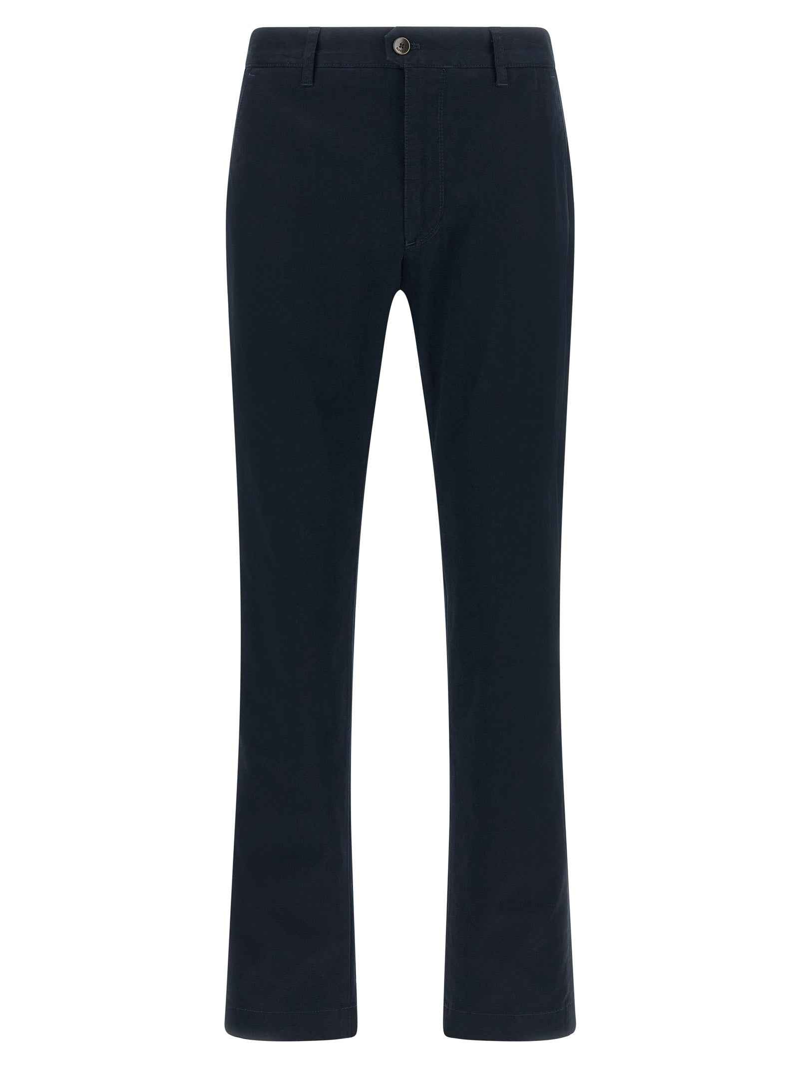 Blue Cotton Casual Pants