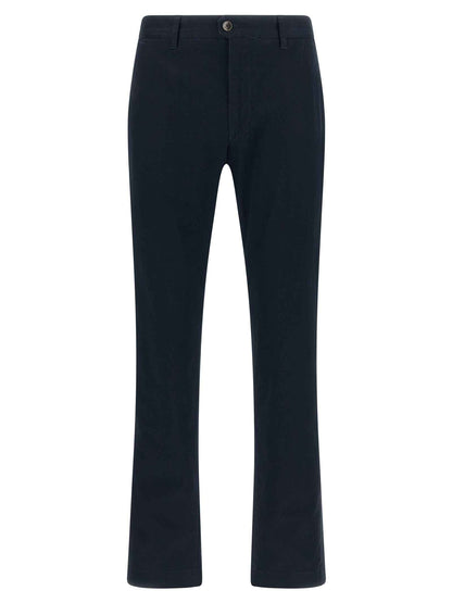 Blue Cotton Casual Pants