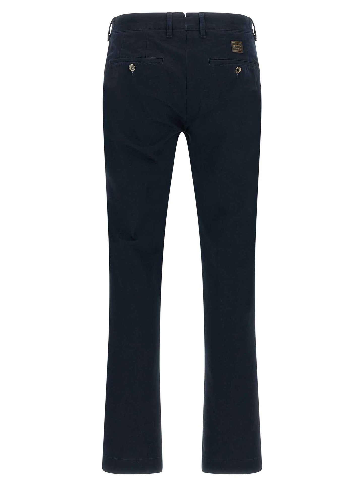 Blue Cotton Casual Pants