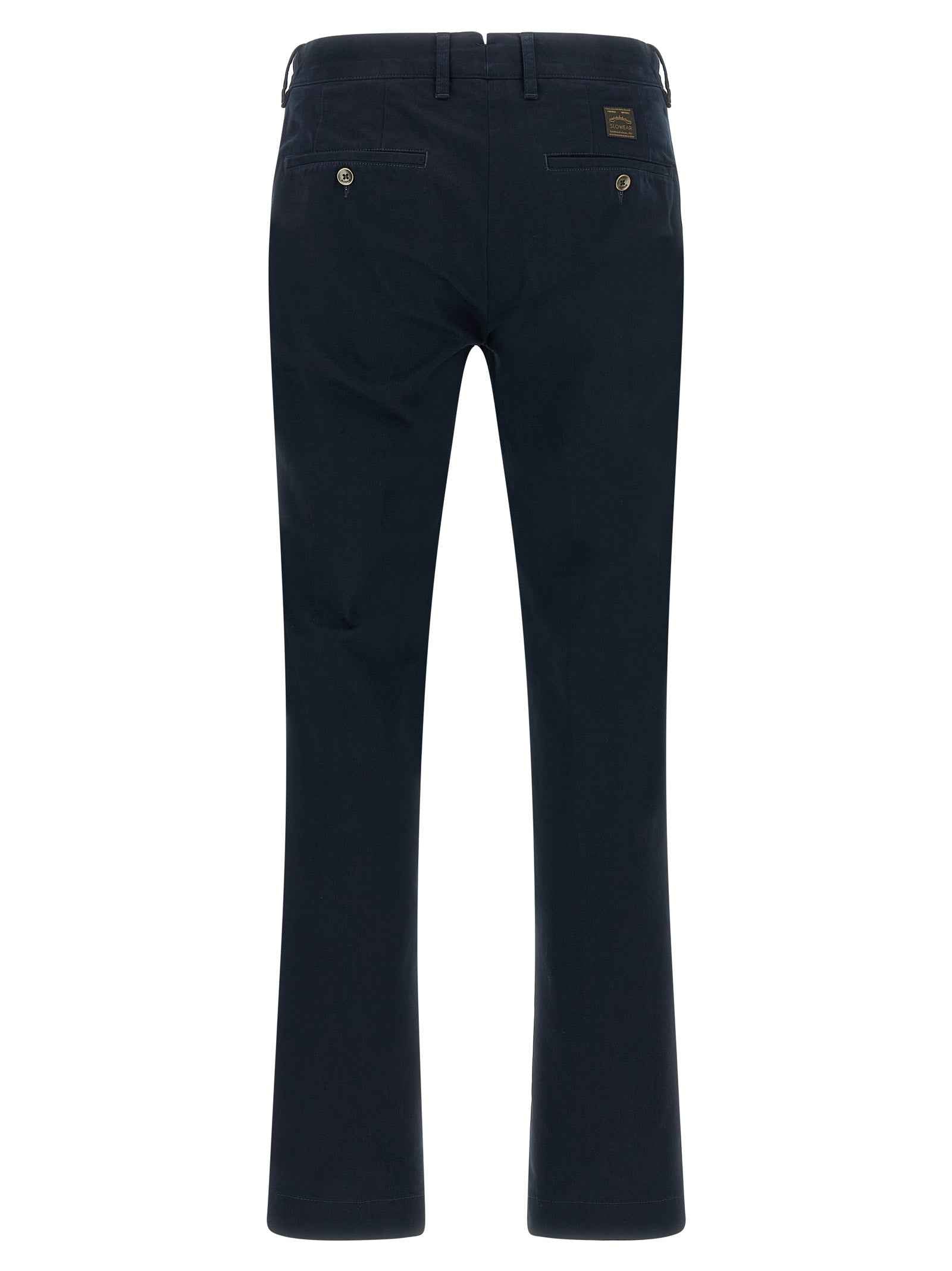 Blue Cotton Casual Pants