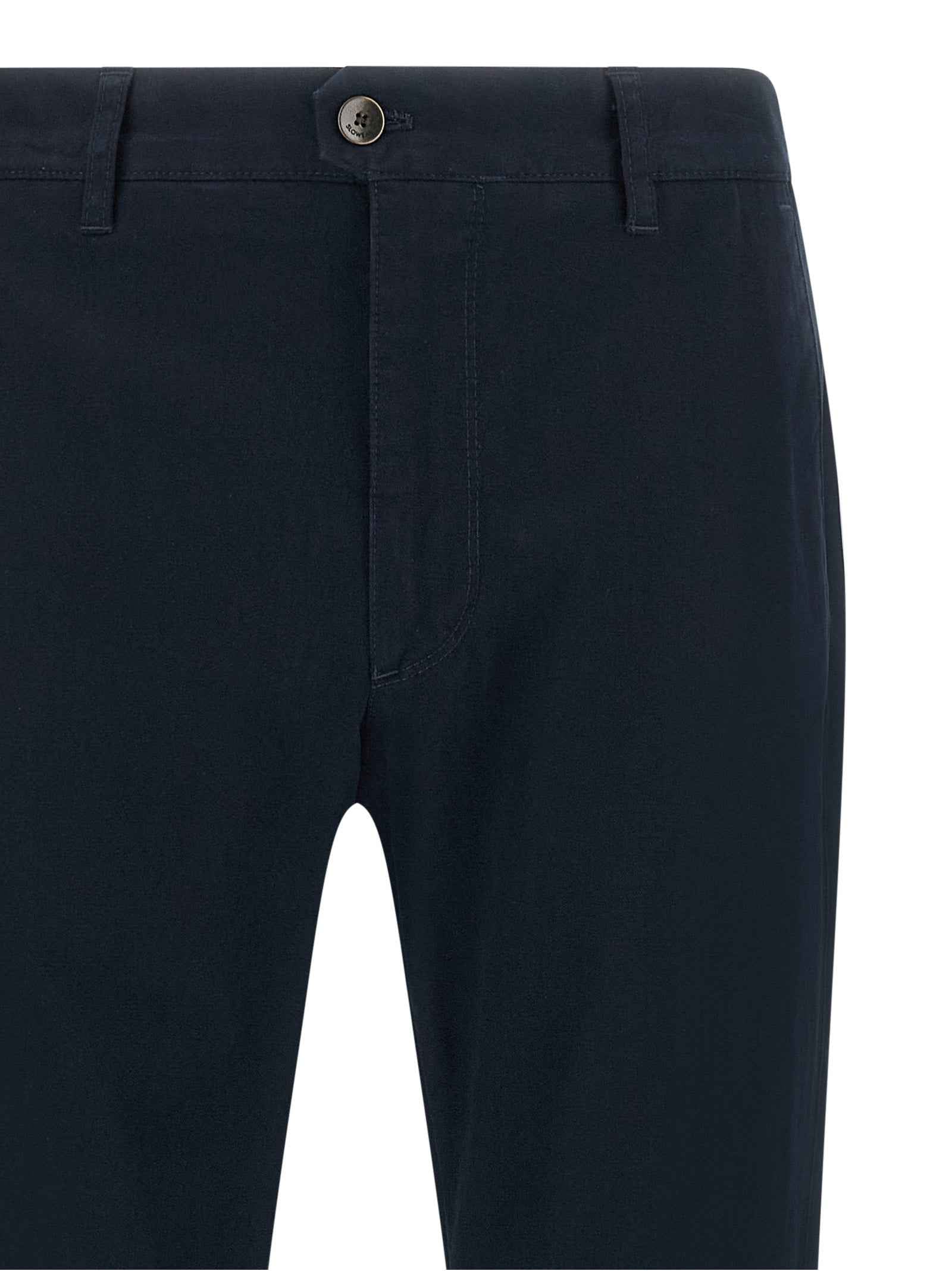 Blue Cotton Casual Pants