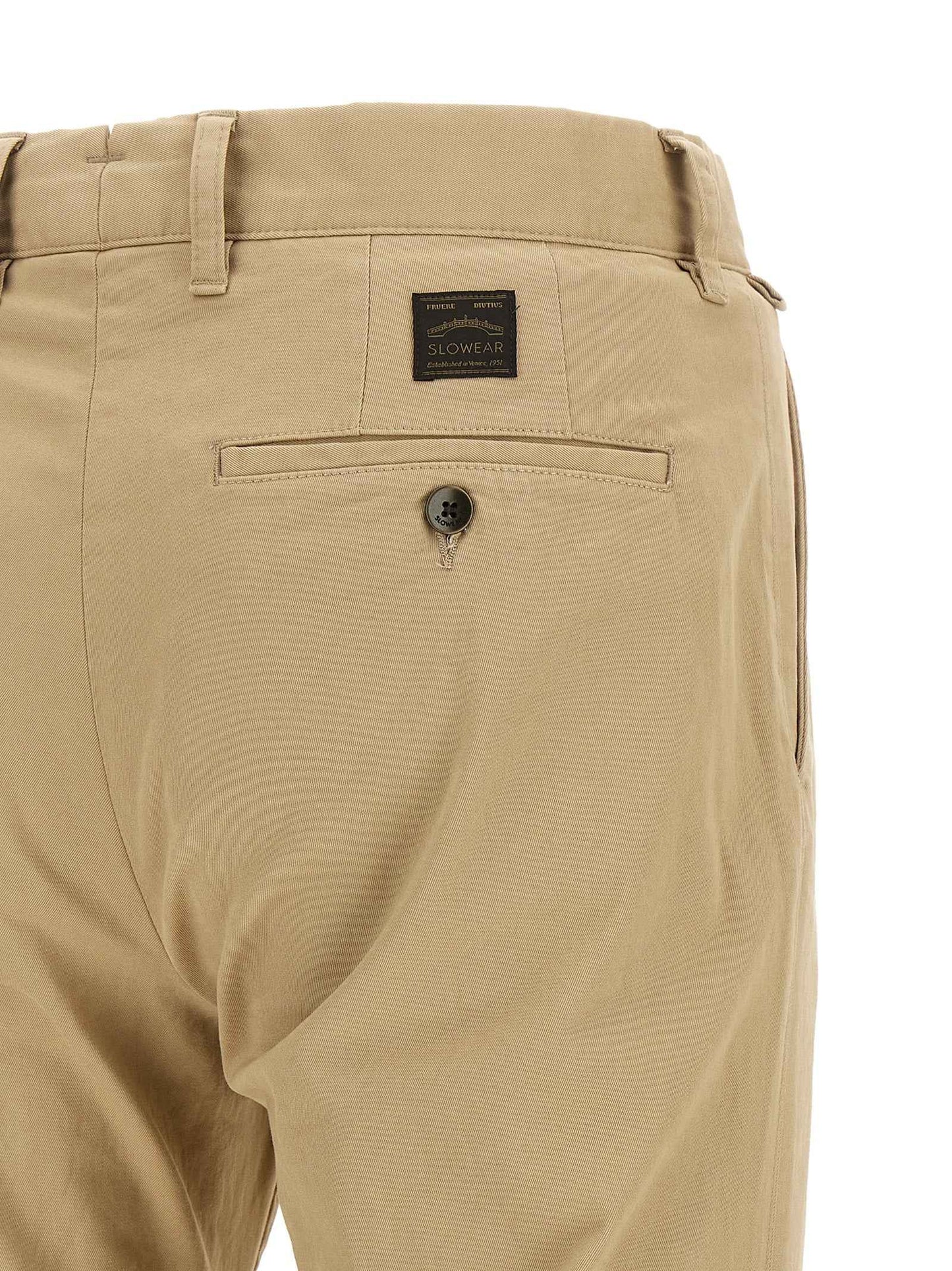 Beige Cotton Chino Pants