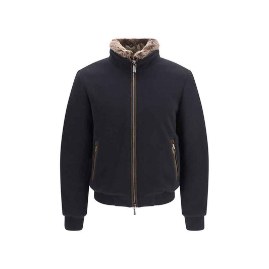 Black Cashmere Bomber
