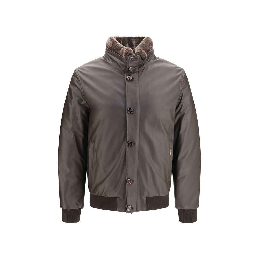 Brown Leather Full-Length Jacket