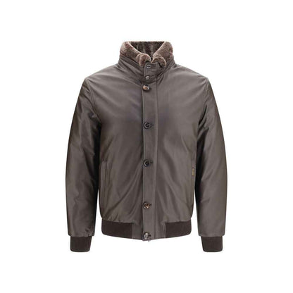 Brown Leather Full-Length Jacket