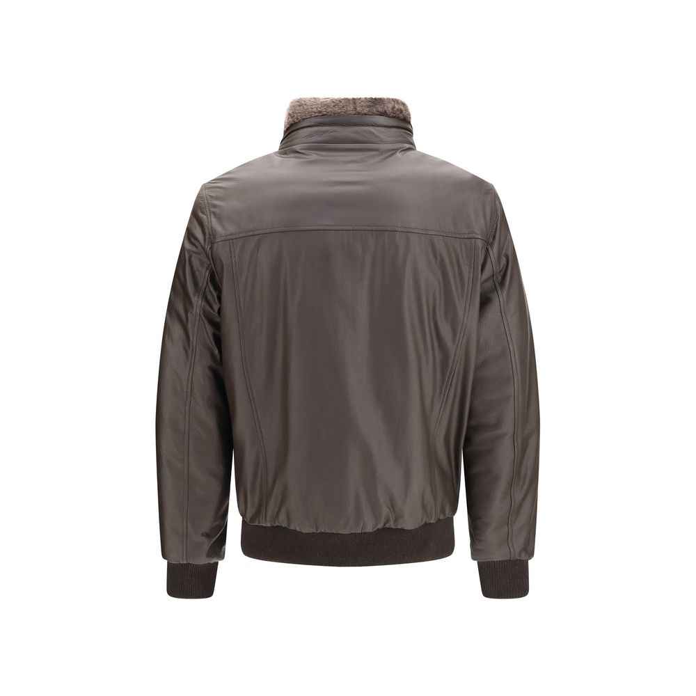 Brown Leather Full-Length Jacket