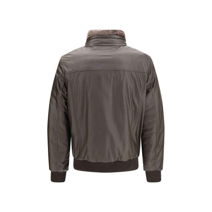 Brown Leather Full-Length Jacket