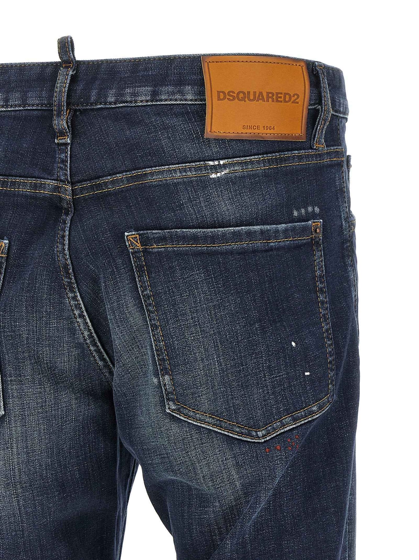 Blue Cotton Straight-Leg Jeans