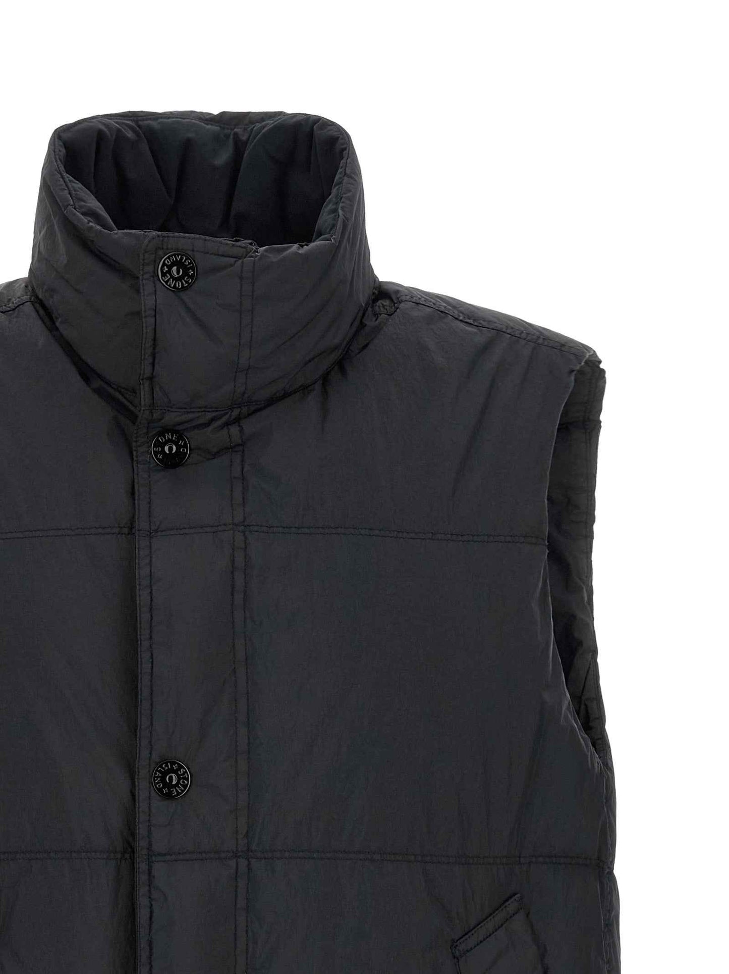 Blue Polyamide Sleeveless Jacket