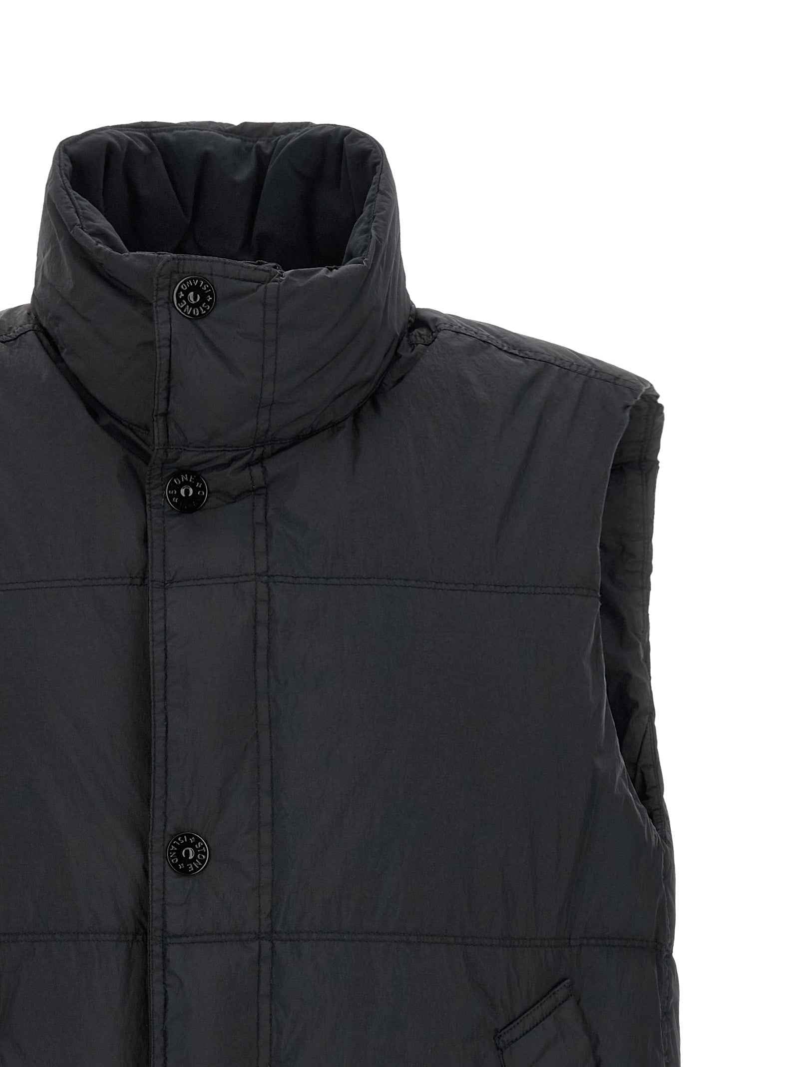 Blue Polyamide Sleeveless Jacket