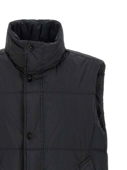 Blue Polyamide Sleeveless Jacket