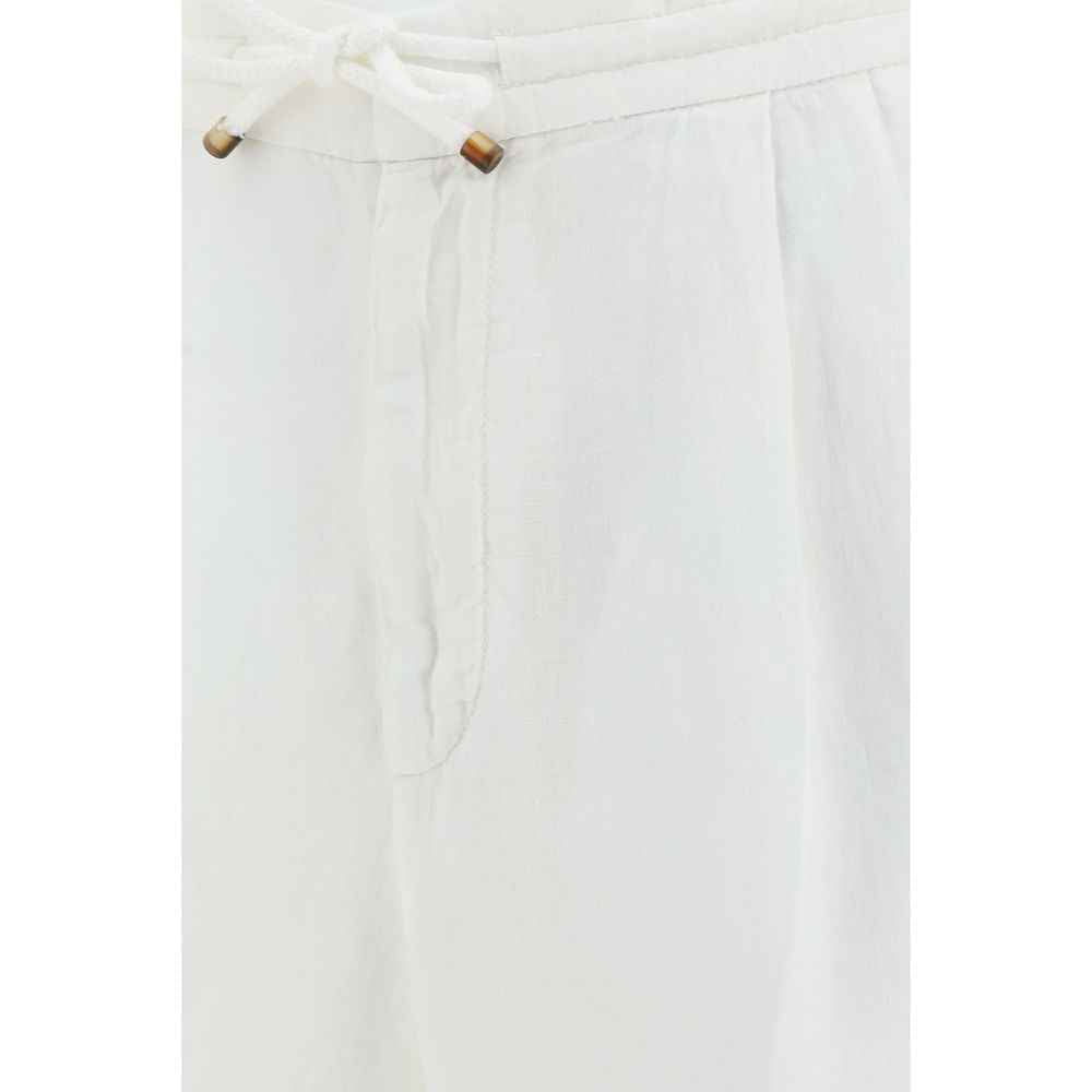 White Linen Casual Pants