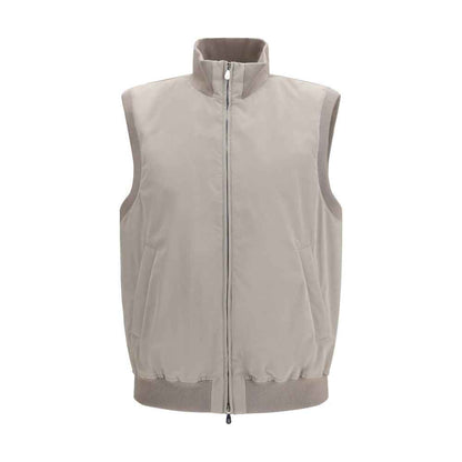 Gray Polyester Sleeveless Jacket