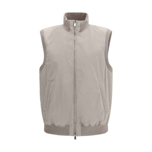Gray Polyester Sleeveless Jacket