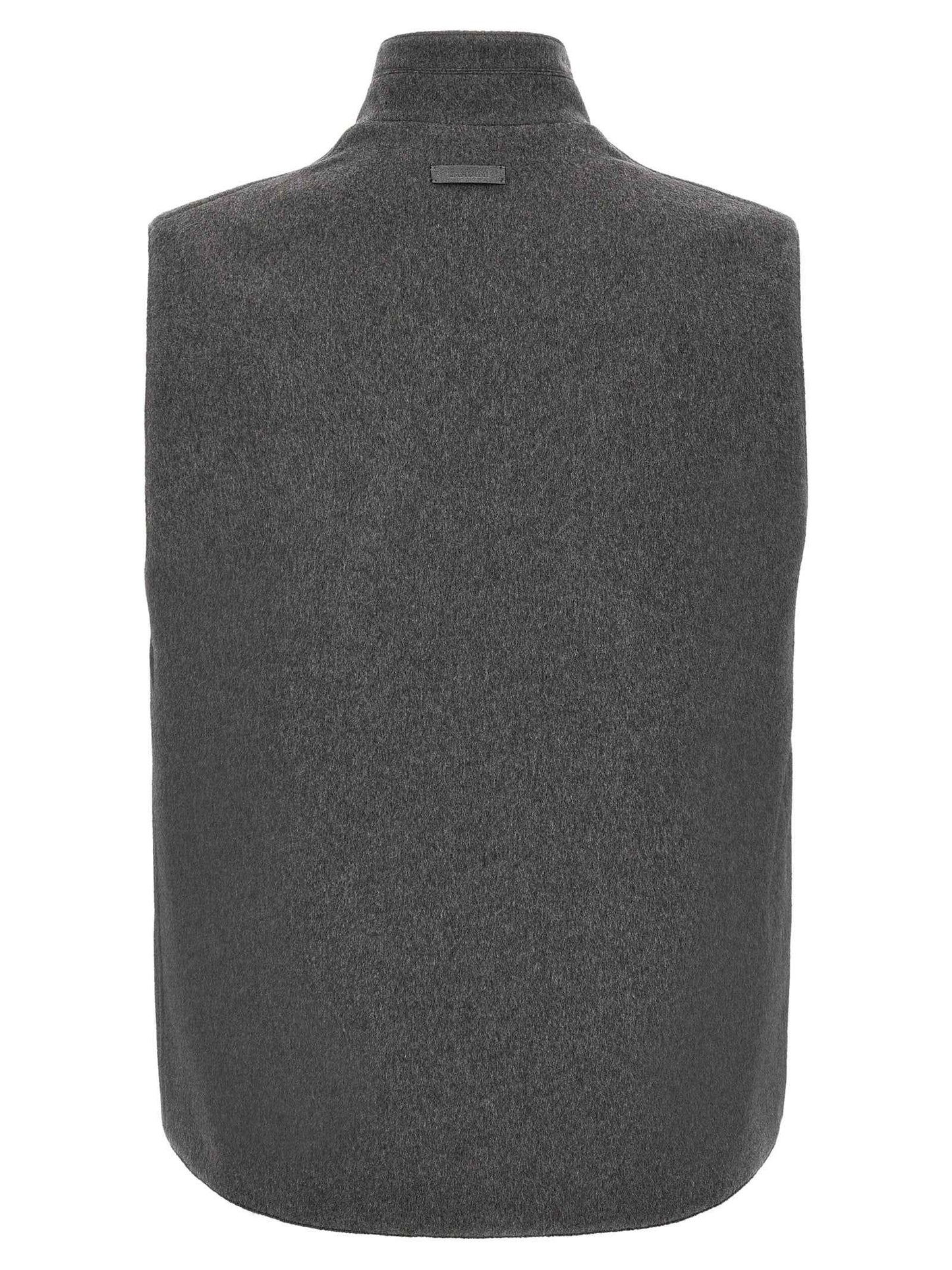 Gray Virgin Wool Sleeveless Jacket