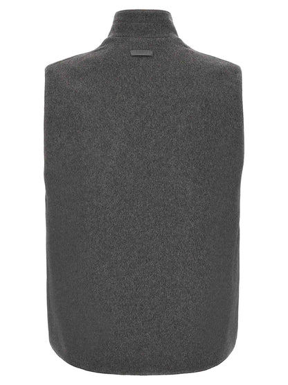 Gray Virgin Wool Sleeveless Jacket