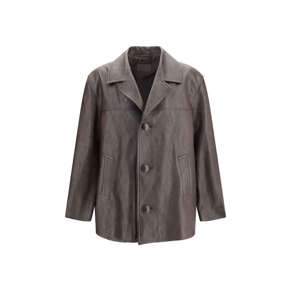 Black Wool Oves Aries Leather Jacket