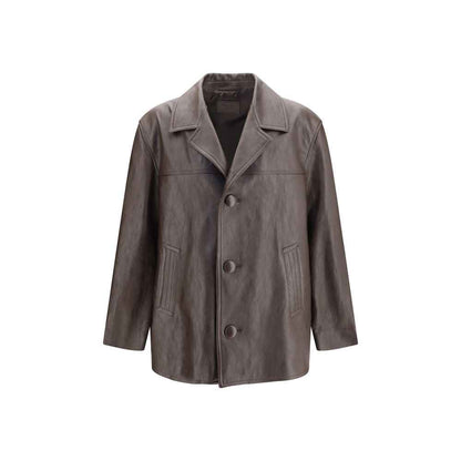Black Wool Oves Aries Leather Jacket