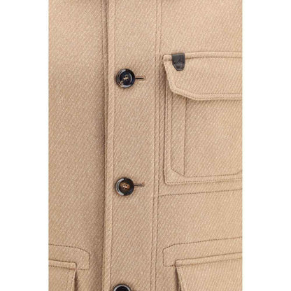 Beige Cashmere Leather Jacket