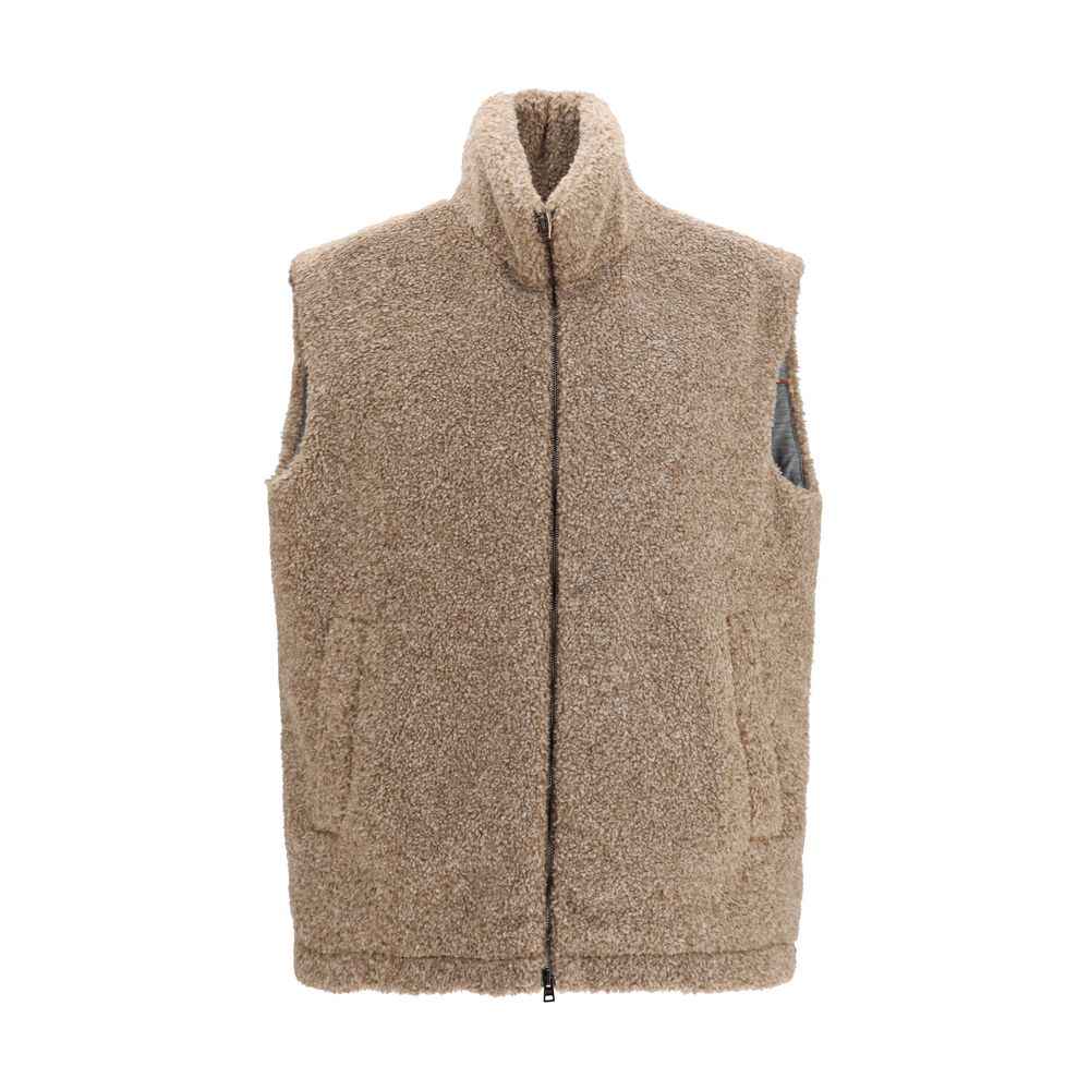 Beige Polyester Sleeveless Jacket