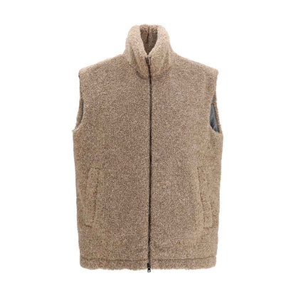 Beige Polyester Sleeveless Jacket