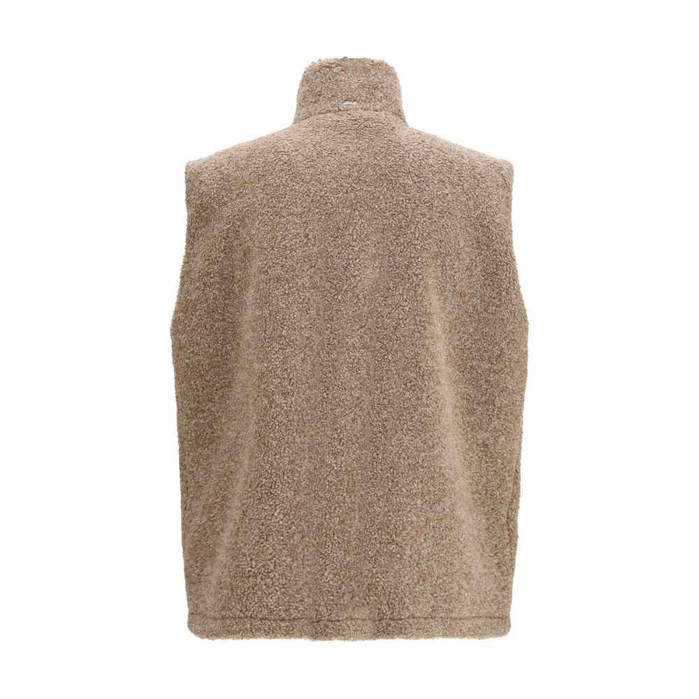 Beige Polyester Sleeveless Jacket