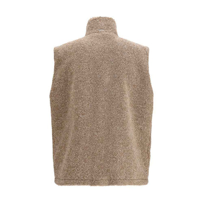 Beige Polyester Sleeveless Jacket