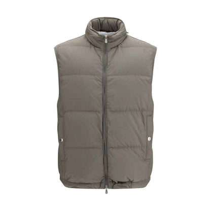 Gray Polyester Sleeveless Jacket