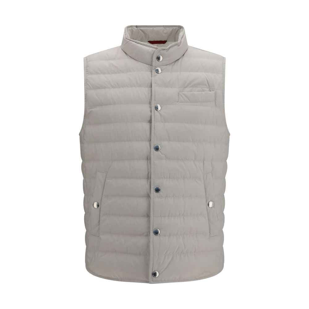 White Polyester Sleeveless Jacket