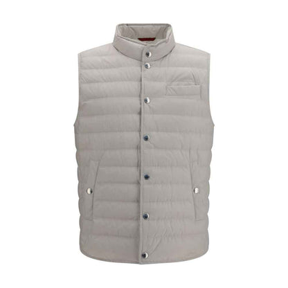 White Polyester Sleeveless Jacket