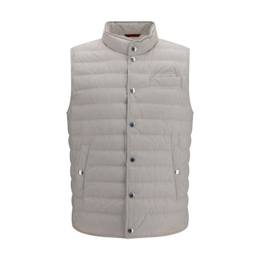 White Polyester Sleeveless Jacket