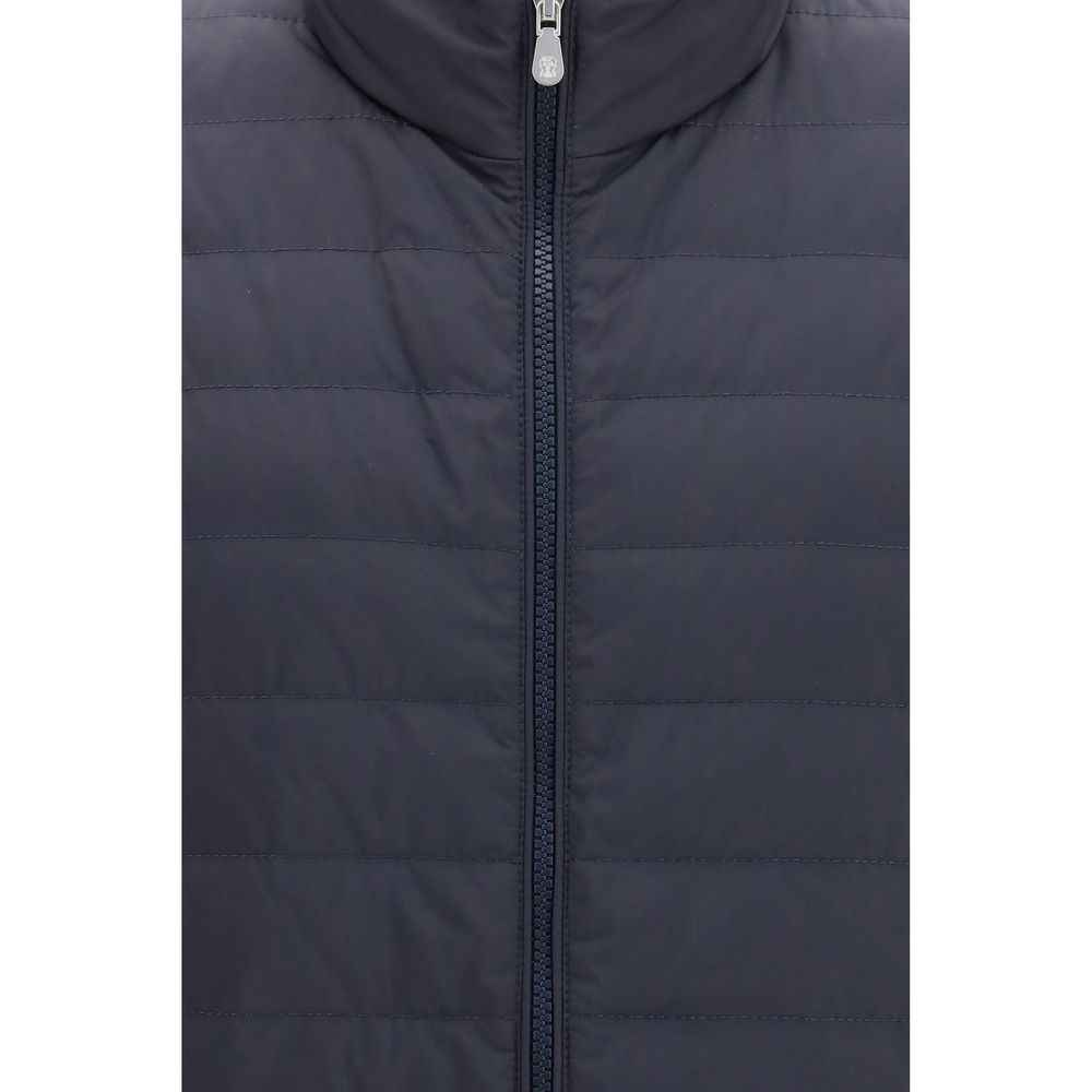 Blue Polyester Sleeveless Jacket