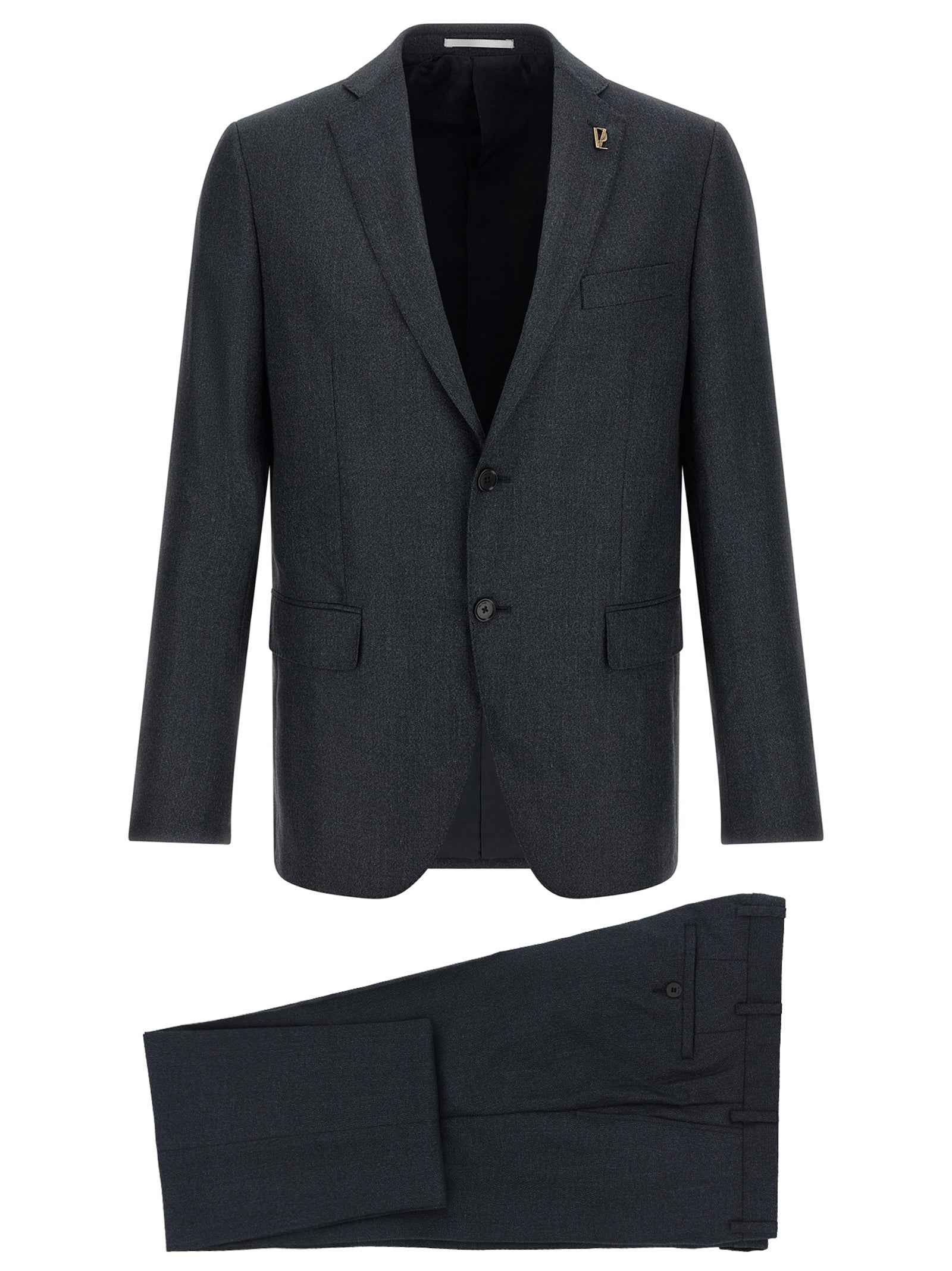 Gray Polyester Two-Piece Suit