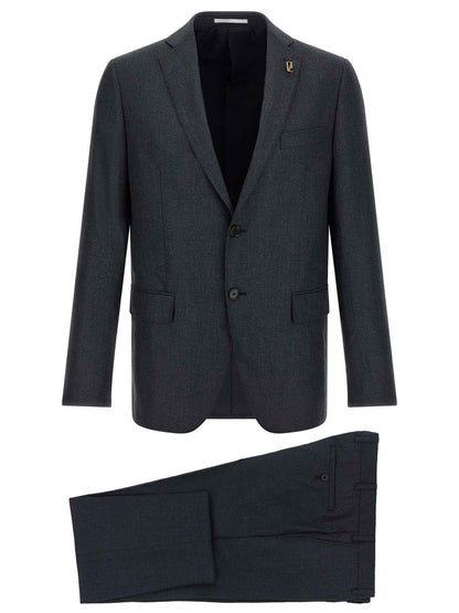 Gray Polyester Two-Piece Suit