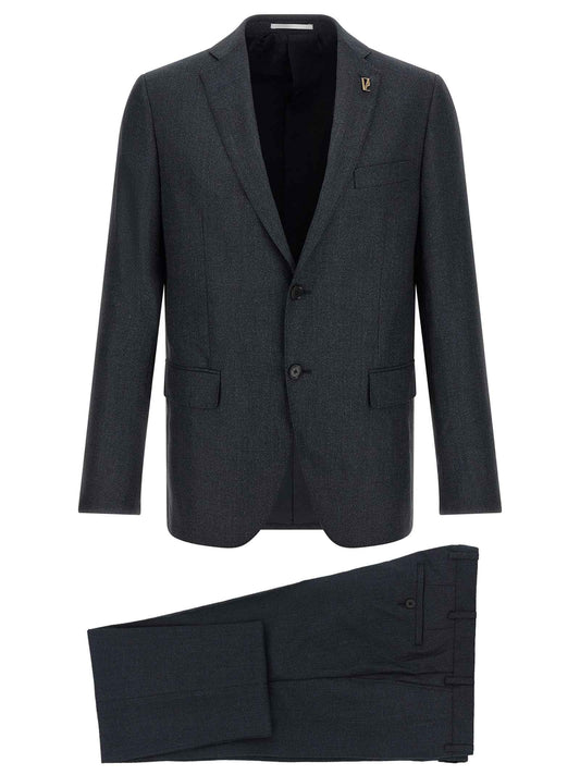 Gray Polyester Two-Piece Suit