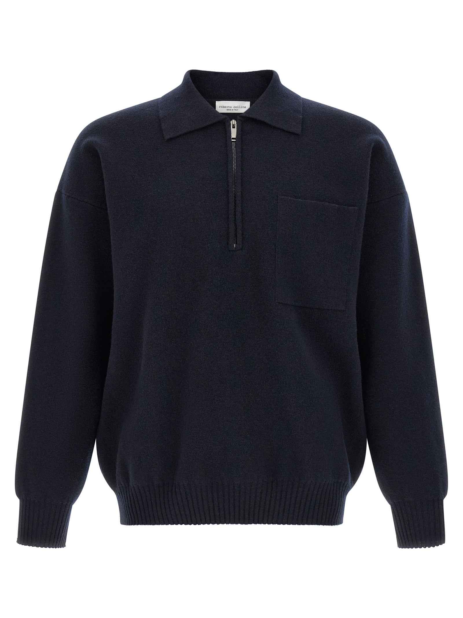 Blue Merino Wool Polo Shirt