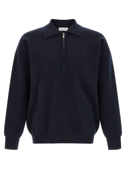 Blue Merino Wool Polo Shirt